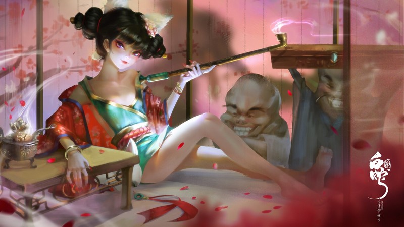 anime girls, anime, barefoot, legs, sitting, dark hair