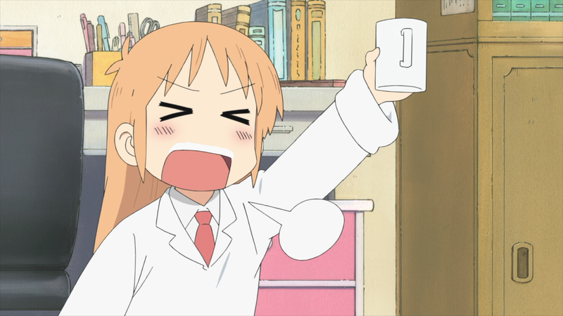 Nichijou, anime, anime girls, cup, open mouth, Shinonome Hakase