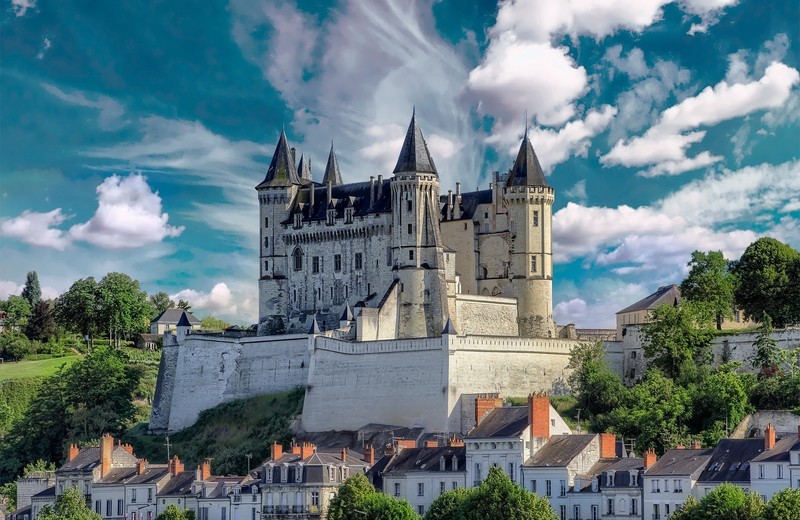castle, building, France