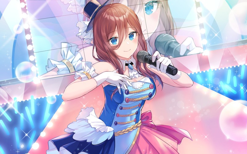 5-toubun no Hanayome, Nakano Miku, Idol, microphone, blue eyes, anime, anime girls