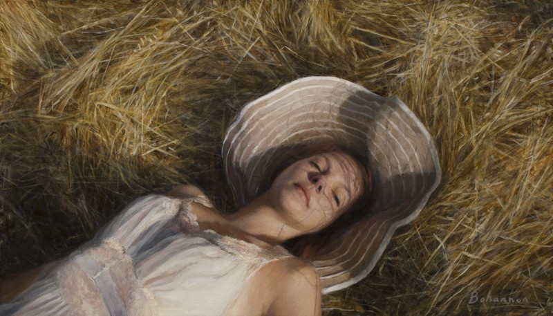 straw, hat, women, artwork
