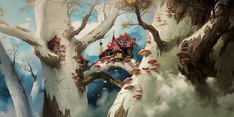 Avant Choi, digital, mushroom, trees
