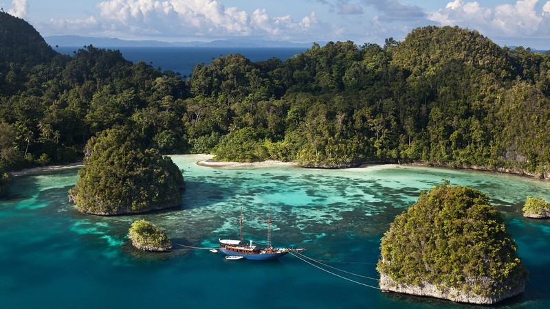 landscape, mountains, island, boat, beach, sea, nature