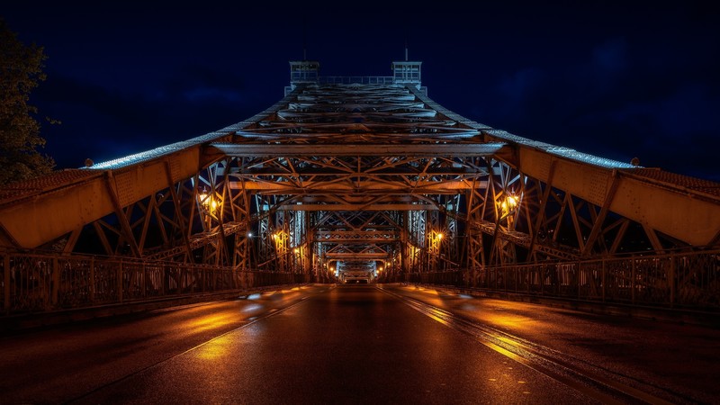 night, road, bridge, construction