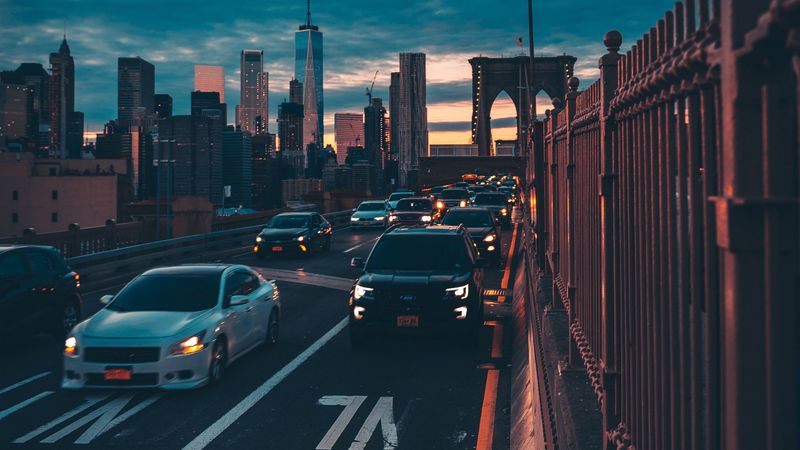 bridge, traffic, cars, city, traffic flow, dense, 4k