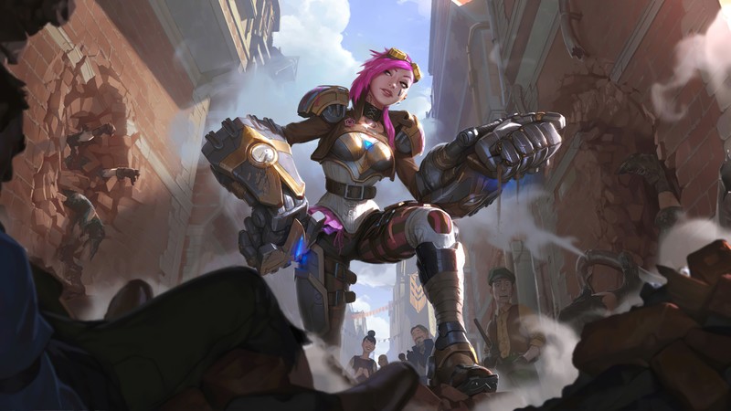 Vi, Legends of Runeterra, video games, video game girls, pink hair, fantasy girl, fantasy art