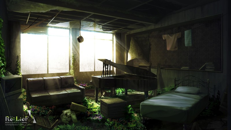 anime, indoors, piano, plants