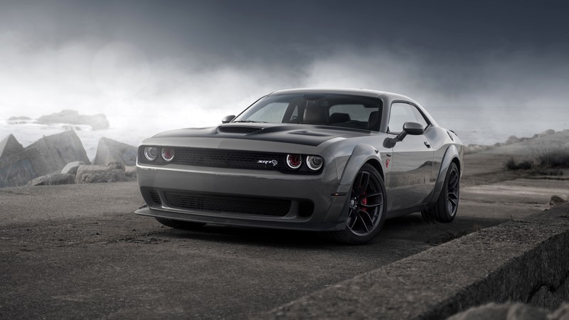 Dodge Challenger SRT, Dodge Challenger Hellcat, car, vehicle, muscle cars, grey cars