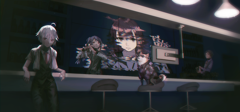anime, dog, bar, va-11 hall-a, Dana Zane, Julianne Stingray
