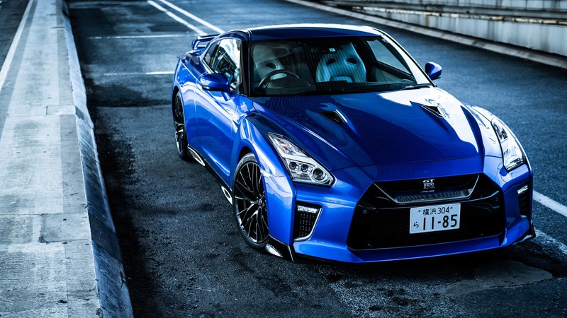Nissan GT-R50, Nissan GT-R, car, vehicle, blue cars, parking lot, supercars