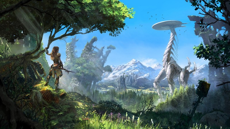 video game art, Horizon: Zero Dawn, Aloy (Horizon: Zero Dawn), Playstation 4 Pro, PlayStation 4, guerrilla games