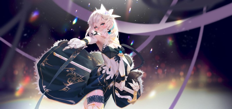 gowns, white hair, anime girls, anime