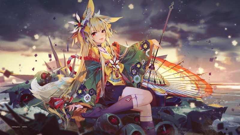 colorful, anime girls, anime, socks, red eyes