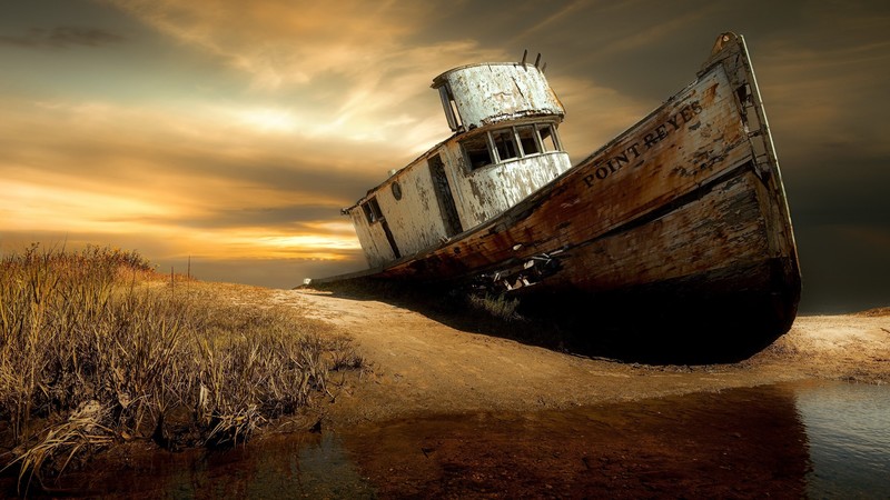 boat, vehicle, wreck