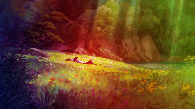 Karigurashi no Arrietty, colorful, anime, grass, lake