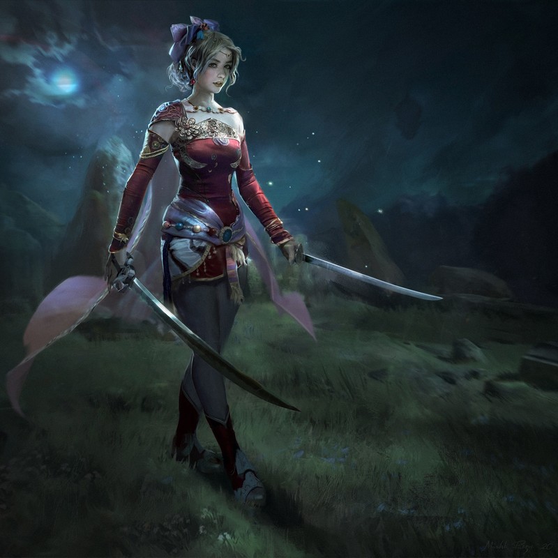 artwork, weapon, fantasy art, fantasy girl, Final Fantasy VI, Terra Branford