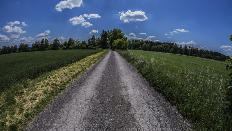nature, sky, clouds, road, grass, landscape, trees