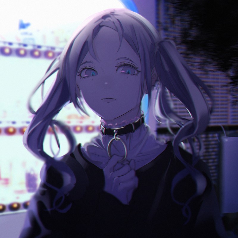 twintails, collar, anime girls