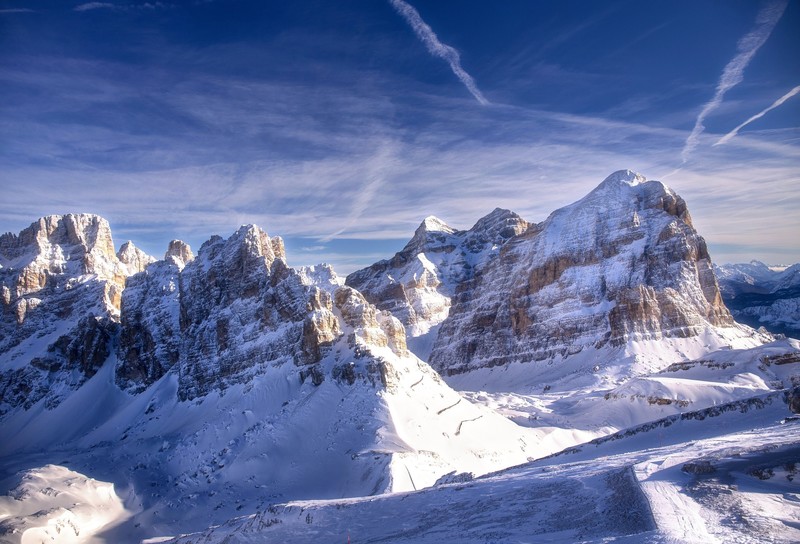 Italy, mountains, snow, cold, dolomite alps, Dolomites (mountains), chemtrails