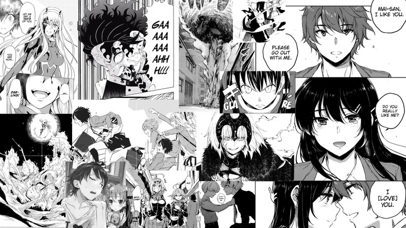 manga, anime, anime girls, monochrome