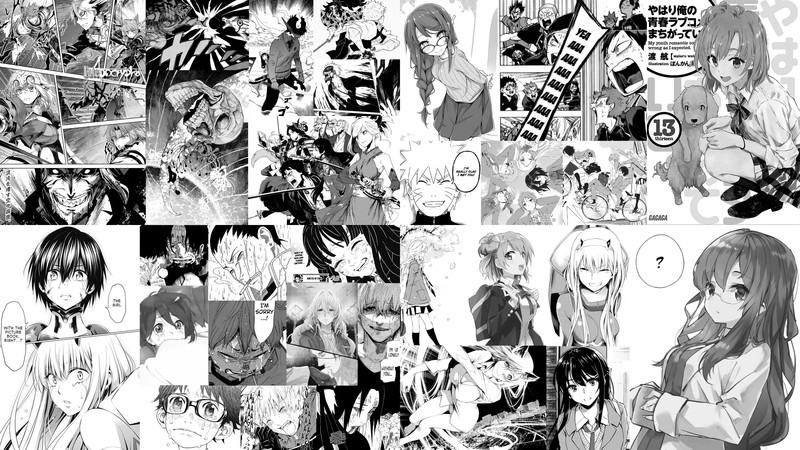 manga, anime, monochrome