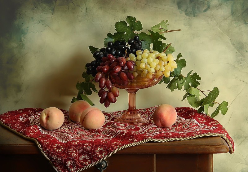 still life, food, fruit, grapes, berries
