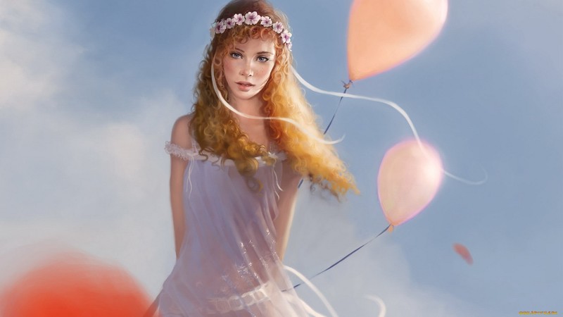 artwork, balloon, women