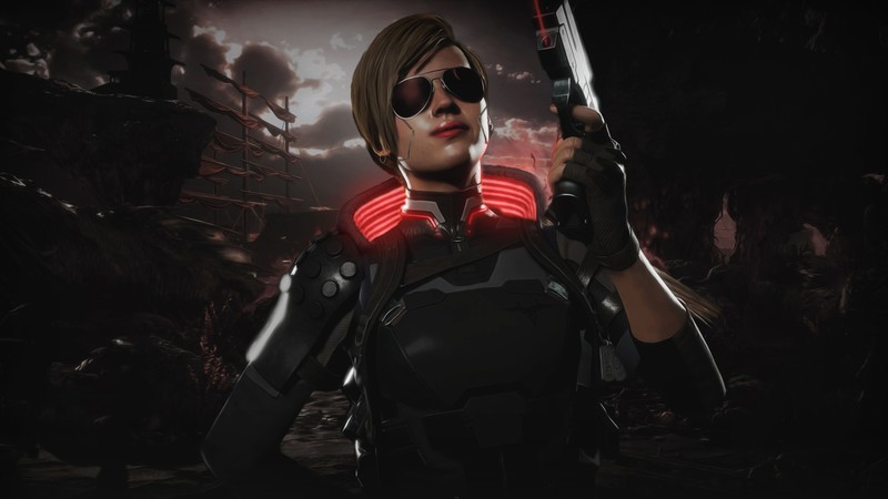 Cassie Cage, cyberpunk, Mortal Kombat, Cyberpunk 2077, Mortal Kombat 11, Handgun, laser, sea of blood