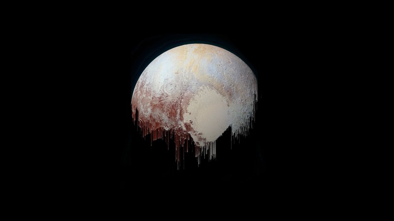dark, planet, simple background, glitch art