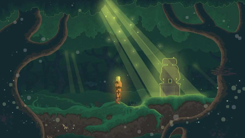 pixel art, digital, forest
