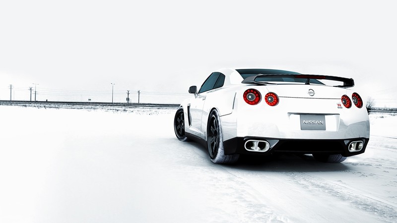 car, JDM, Nissan GTR, snow