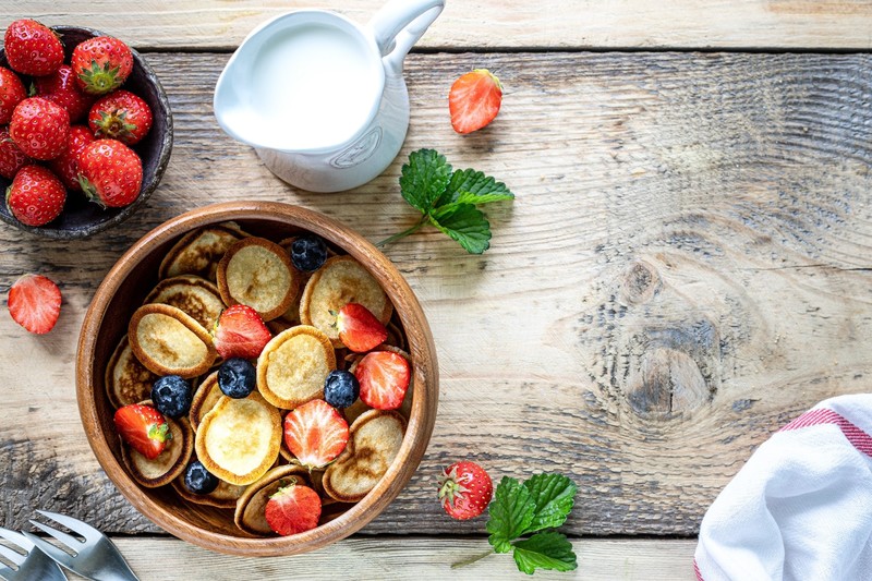 food, fruit, berries, strawberries, milk