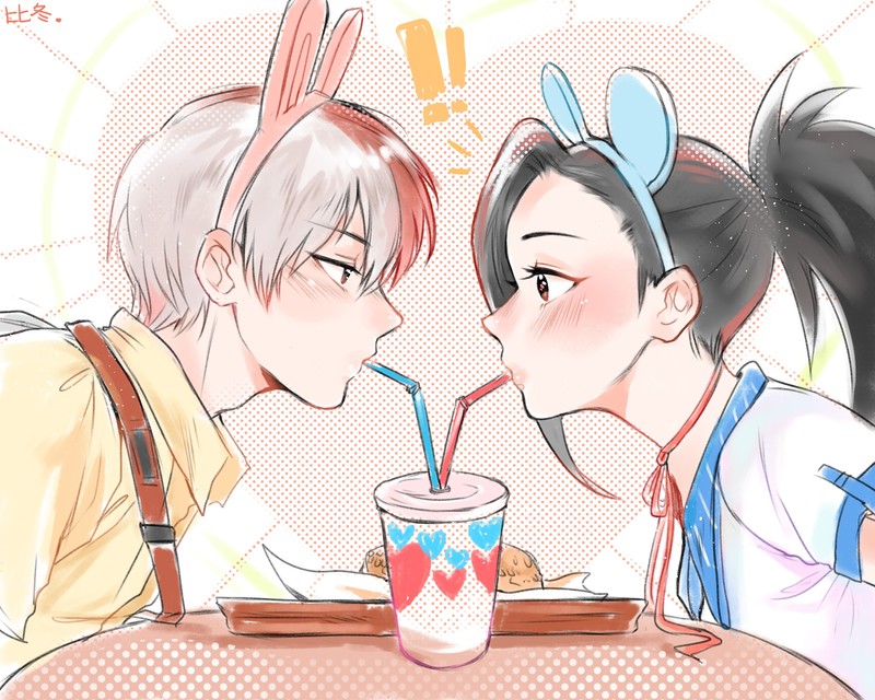 anime, anime girls, anime boys, Boku no Hero Academia, Todoroki, Momo Yaoyorozu, Shoto Todoroki, Shouto Todoroki, Todoroki Shōto, bunny ears, dark hair