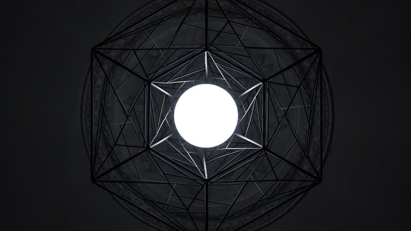 circle, glow, hexagon, geometry, dark, 4k