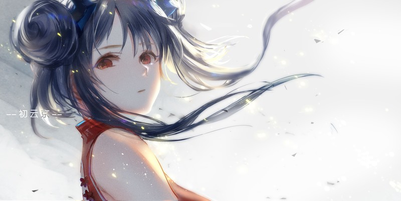 anime girls, hairbun, red eyes, long hair, anime, corona-chan