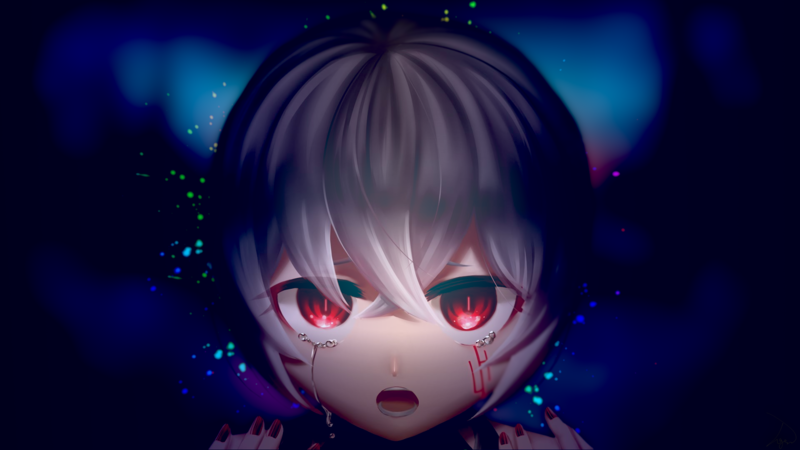 anime, red, 11 eyes