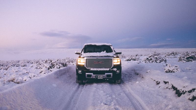 gmc sierra, gmc, pickup, suv, black, front view, snow, winter, offroad, 4k