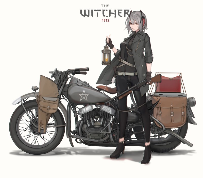 anime girls, portrait display, Arknights, motorcycle, anime
