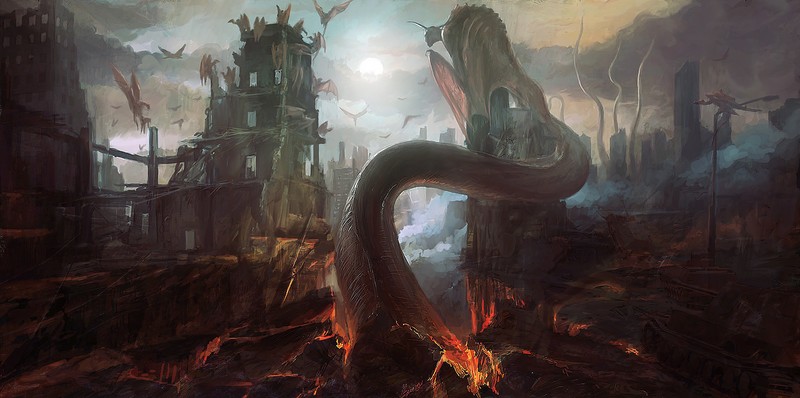 fantasy art, artwork, dark fantasy, ruin