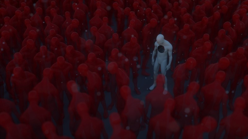 digital art, alone, crowds, artwork
