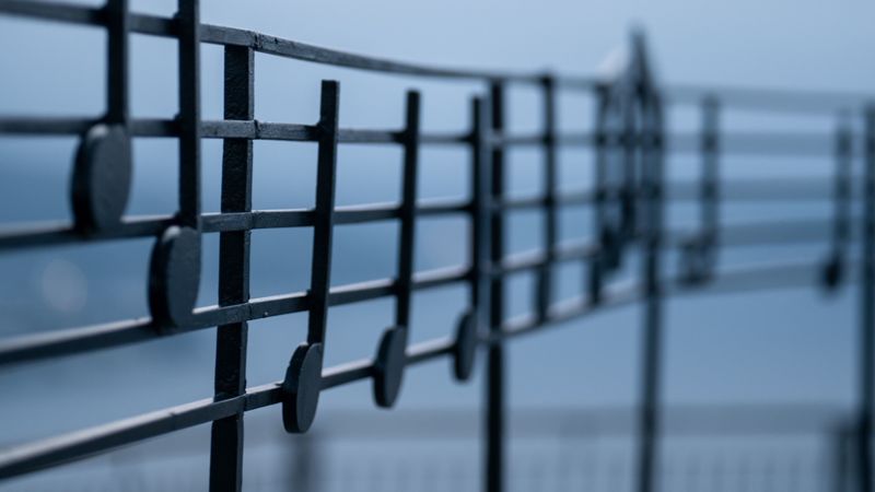 fence, notes, music staff, metal, decorative, musical, 4k