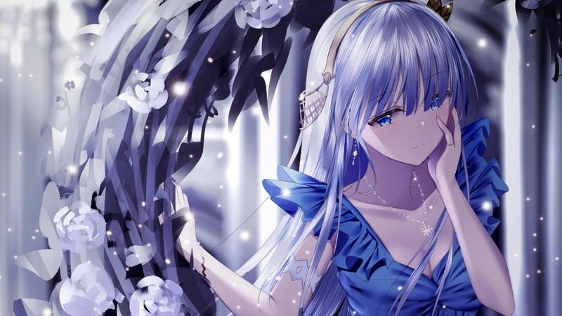 anime girls, long hair, anime, blue eyes, fantasy girl
