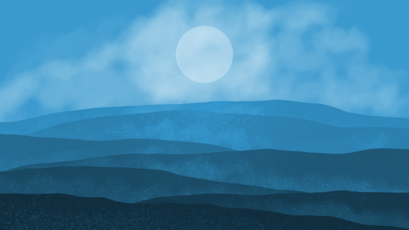 digital art, minimalism, blue, landscape