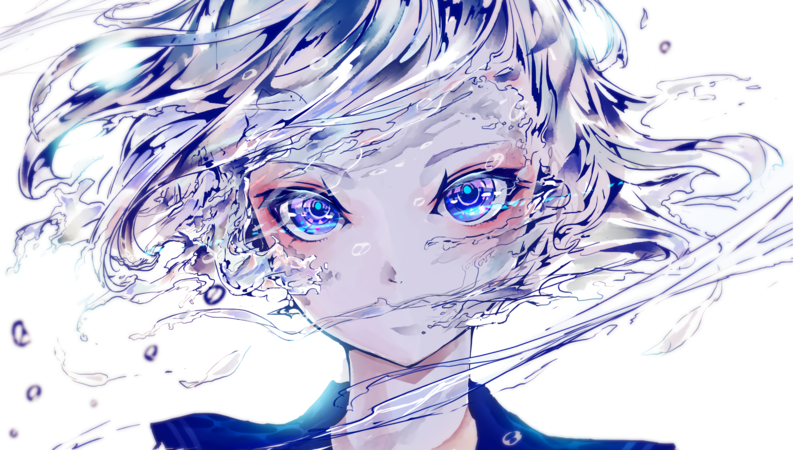 blue eyes, anime girls, white background, anime