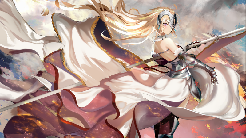 Fate Series, Jeanne dArc, bare shoulders, blonde, long hair, anime girls, anime