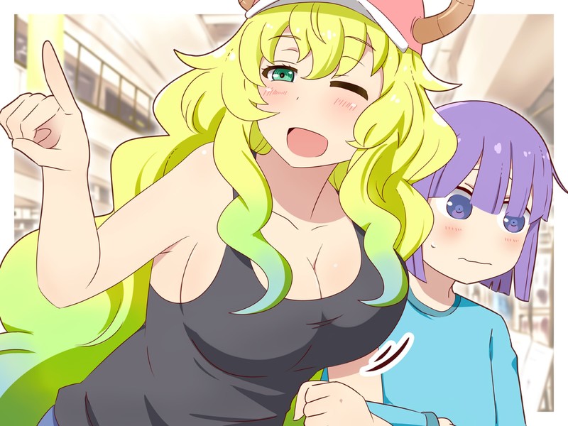 anime, anime girls, quetzalcoatl (Kobayashi-san Chi no Maid Dragon), Kobayashi-san Chi no Maid Dragon, green hair, Lucoa (Kobayashi-san Chi no Maid Dragon)