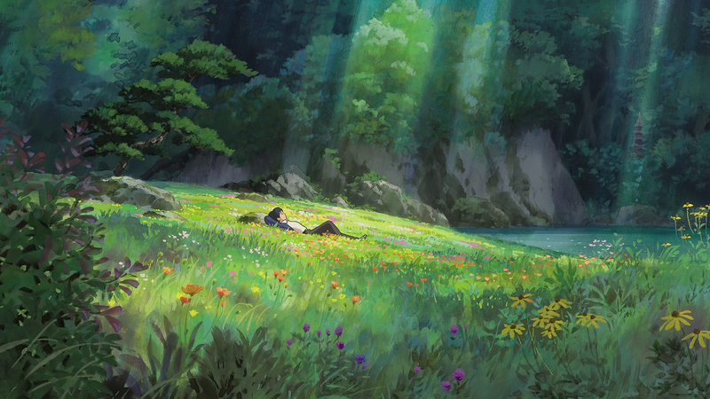 anime, natural light, landscape, forest, Studio Ghibli, Karigurashi no Arrietty