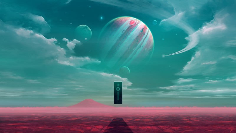 JoeyJazz, space art, planet, science fiction, Monolith, movies, abstract