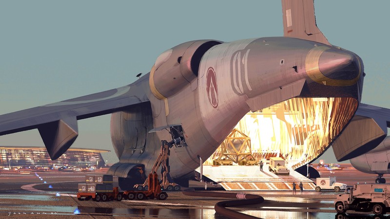 aircraft, vehicle, futuristic, ArtStation, digital art