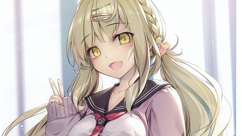 anime girls, pigtails, anime
